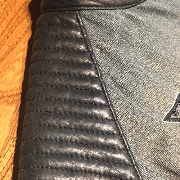 Vintage Large Jaded By Knight Lost Angels Denim Leather/Lamb Skin Moto Jacket - Picture 8 of 13